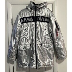 ALPHA INDUSTRIES NASA APOLLO PUFFER PARKA Limited Edition Silver Sz L
